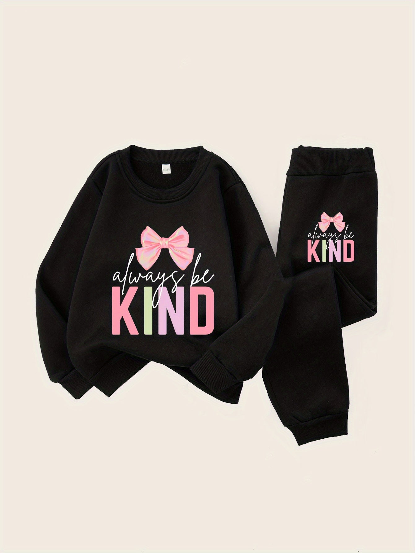 Always Be Kind with Bow Girls' Fashion Hoodie Set