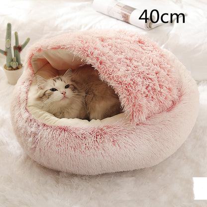 2 In 1 Dog And Cat Round Plush Winter