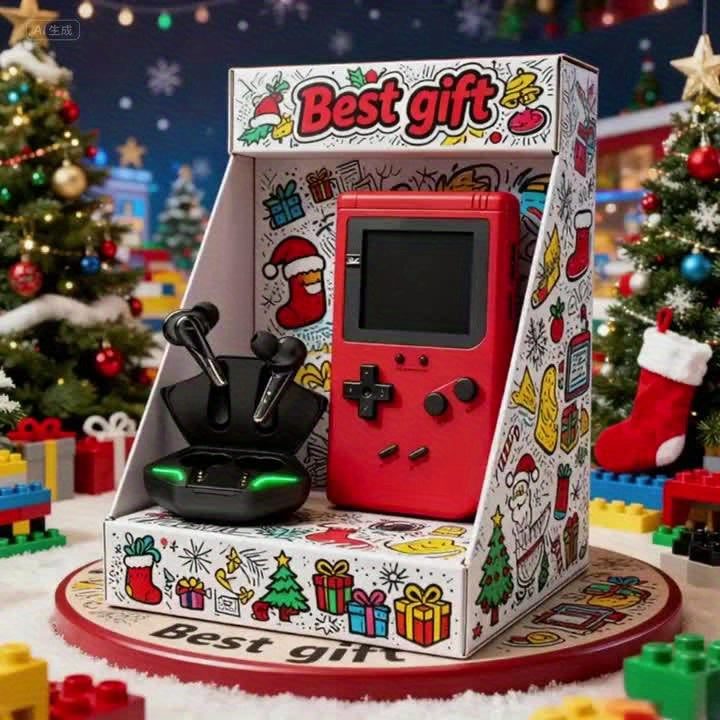 2pcs Portable Handheld Gaming Console & Headset Set with Noise Cancelling