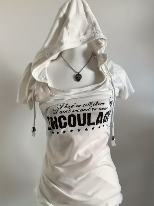 Women's White Y2K Hoodie Casual Pullover