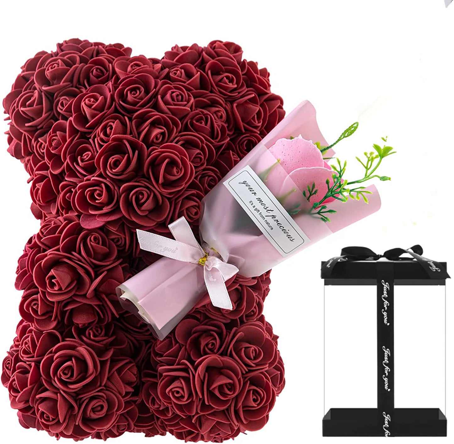 Preserved Rose Bear and Flower Valentine's Day Gift