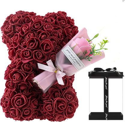 Preserved Rose Bear and Flower Valentine's Day Gift