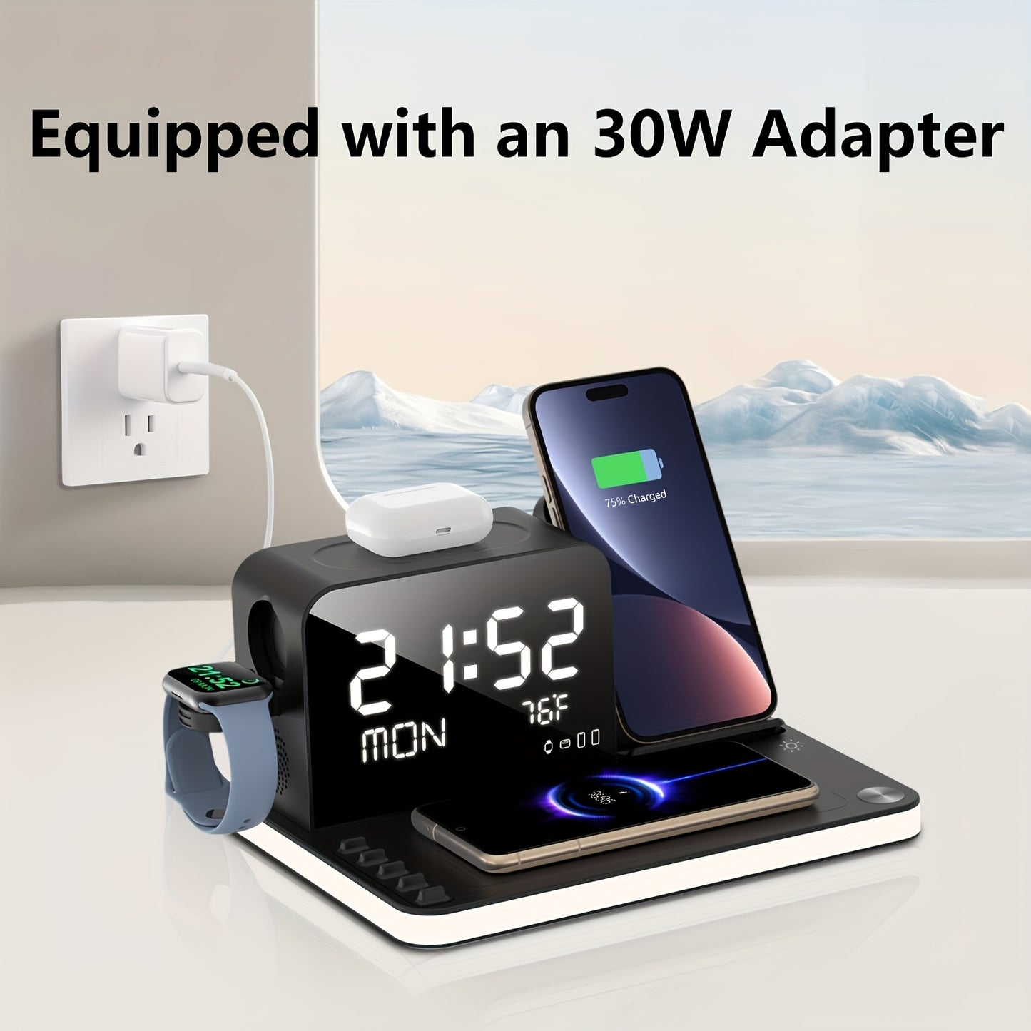 7 in 1 Dual Phone Wireless Charging Station with Night Light