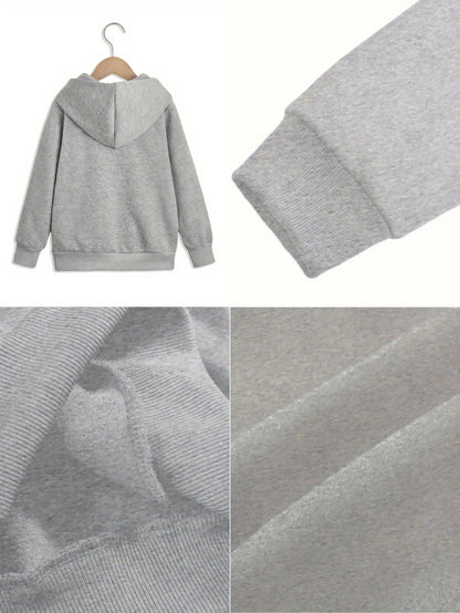 Girls' Autumn/Winter Hooded Sweatshirt  with "I'm Literally Just a Girl" Print & Pink Bow