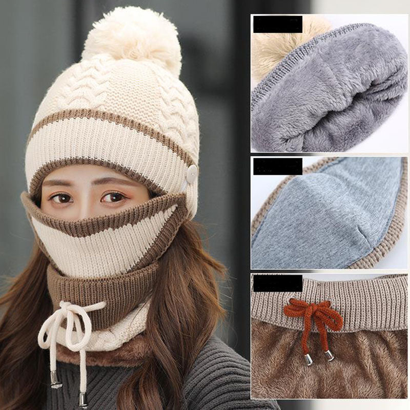 3pcs Women's Knitted Warm Beanie& Scarf Set