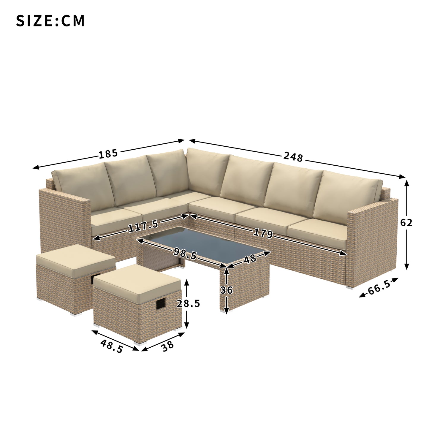 Garden Corner Outdoor Furniture with Coffee Table