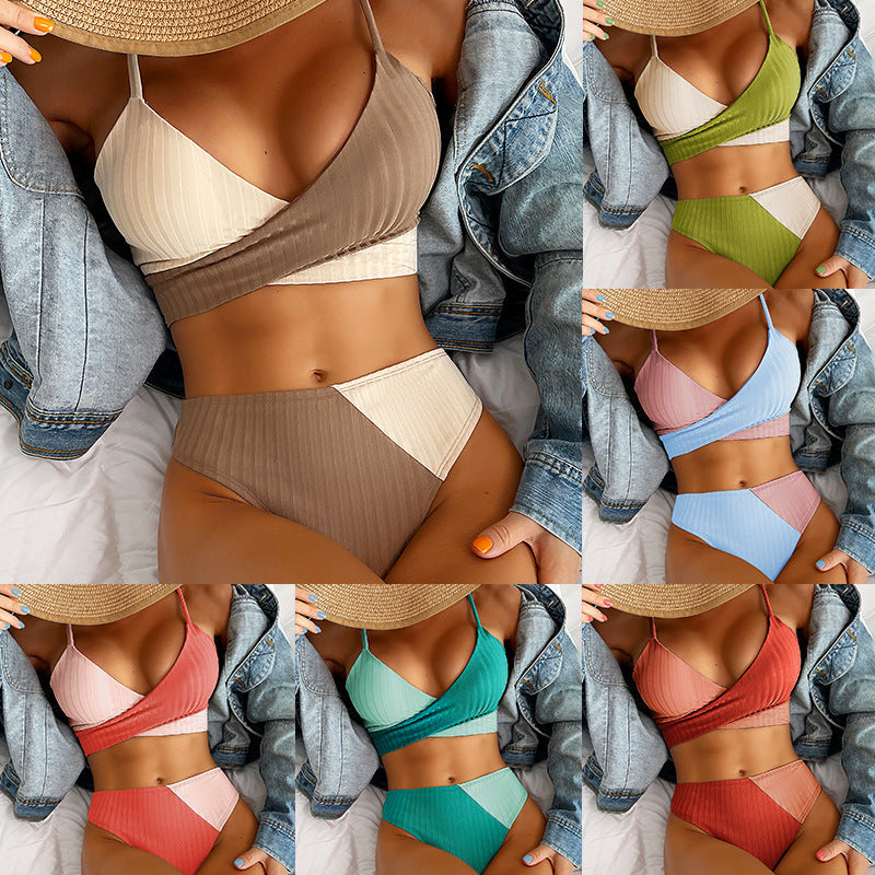 Women's Ribbed Patchwork Swimwear