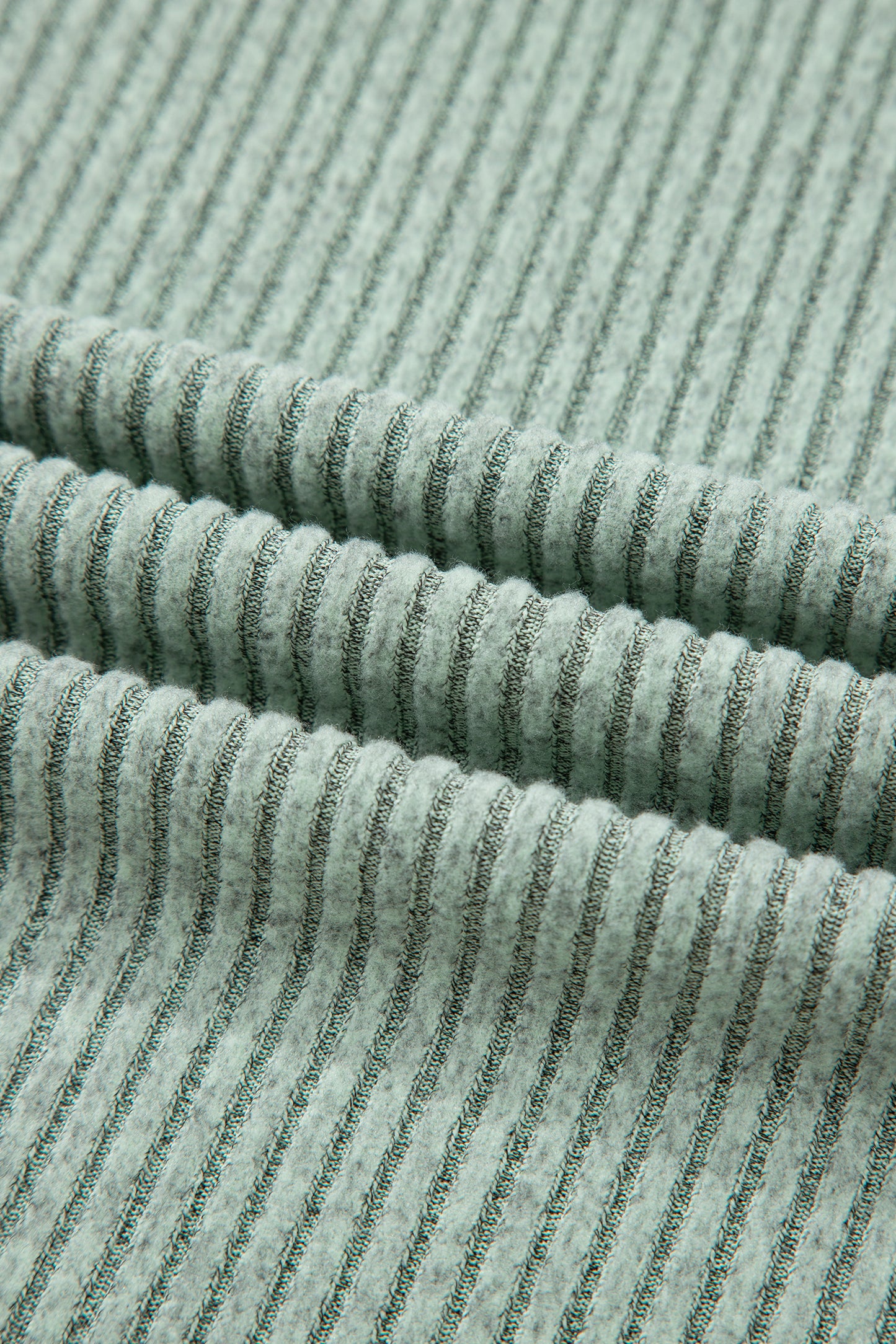 2pcs Grass Green Ribbed Notched Neck Knit Long Sleeve Leggings Lounge Set