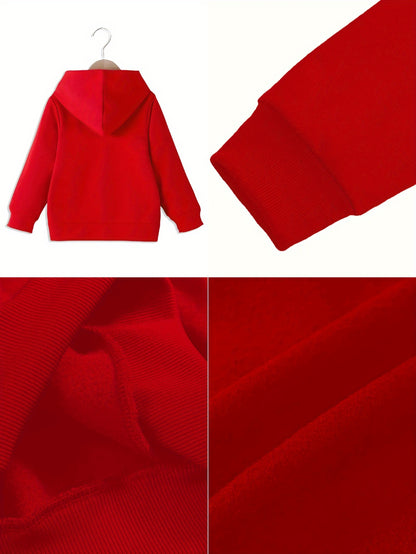 Girls' Autumn/Winter Hooded Sweatshirt  with "I'm Literally Just a Girl" Print & Pink Bow