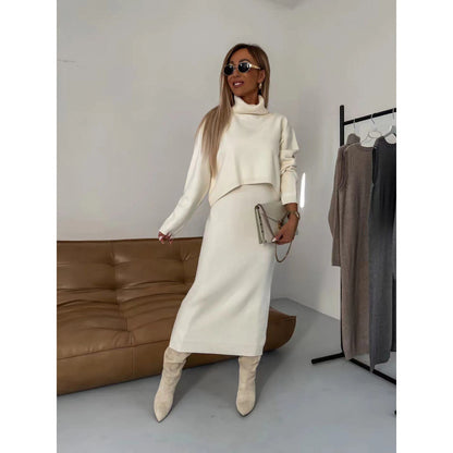 2pcs Women's Lazy Style Knitwear Elegant Skirt Set