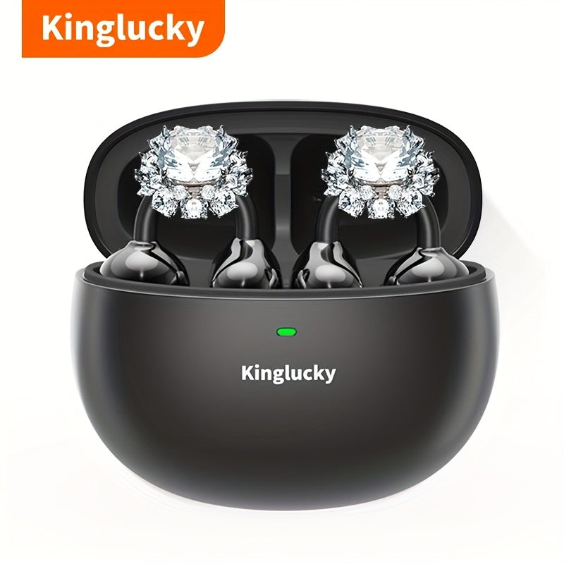 Clip On Luxurious Diamond Bow Headphone