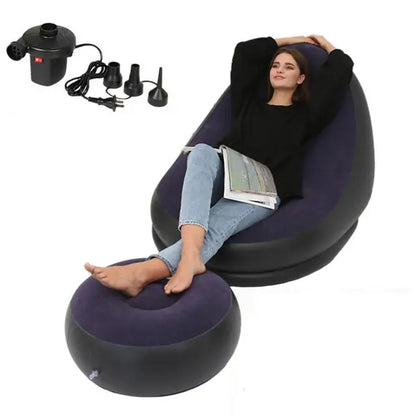 Inflatable Air Mattress Deck Chair with Comfortable Leg Stool