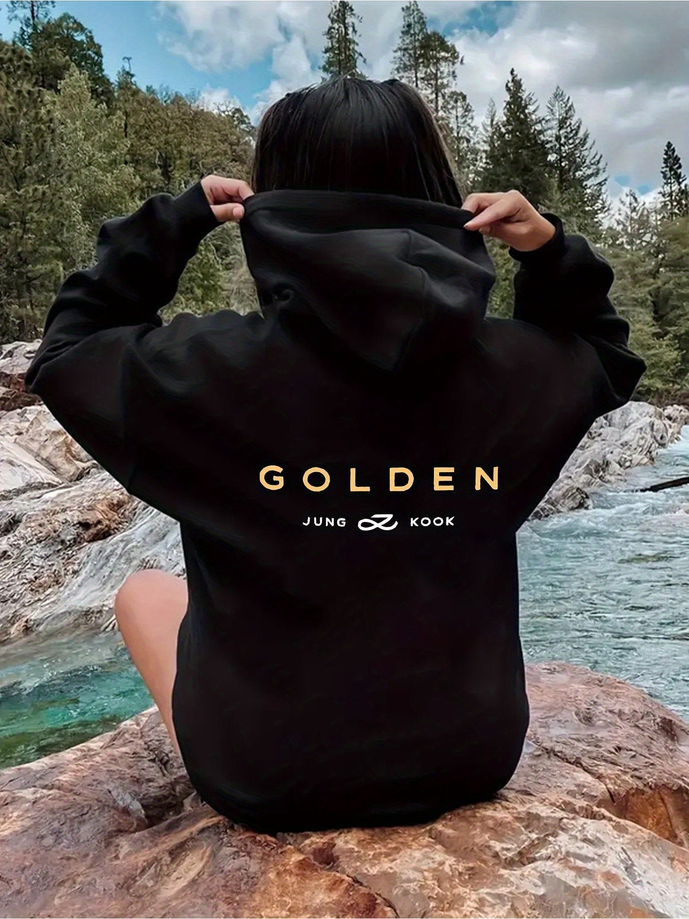 Women's GOLDDEN JUNG KOOK Oversized Hooded Sweatshirt