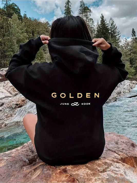 Women's GOLDDEN JUNG KOOK Oversized Hooded Sweatshirt