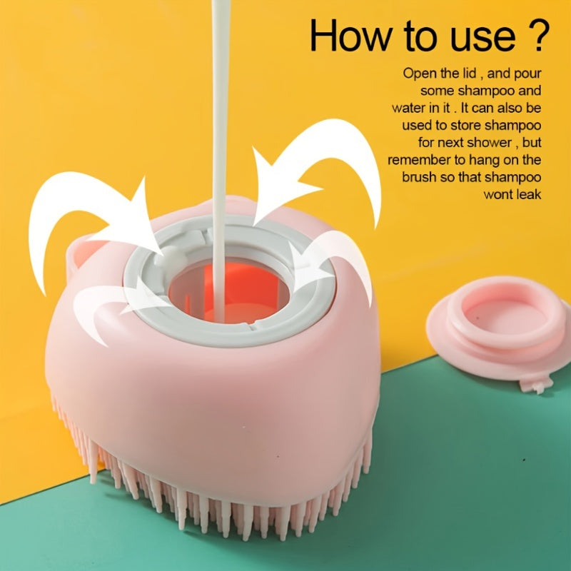 Soft Dog Bath Brush with Detachable Head & Soft Bristles