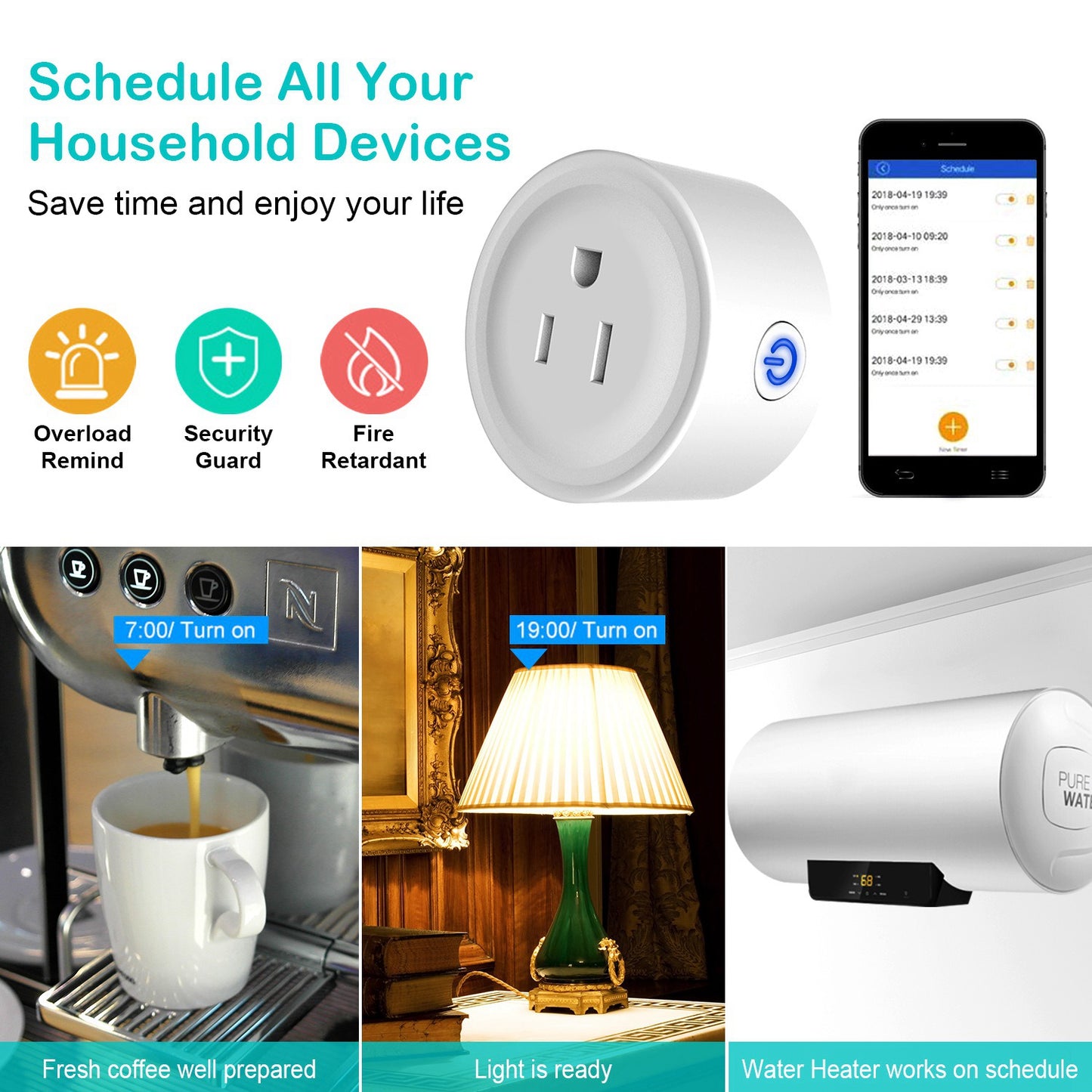 Wireless WiFi Smart Plug Outlet  Alexa Google US