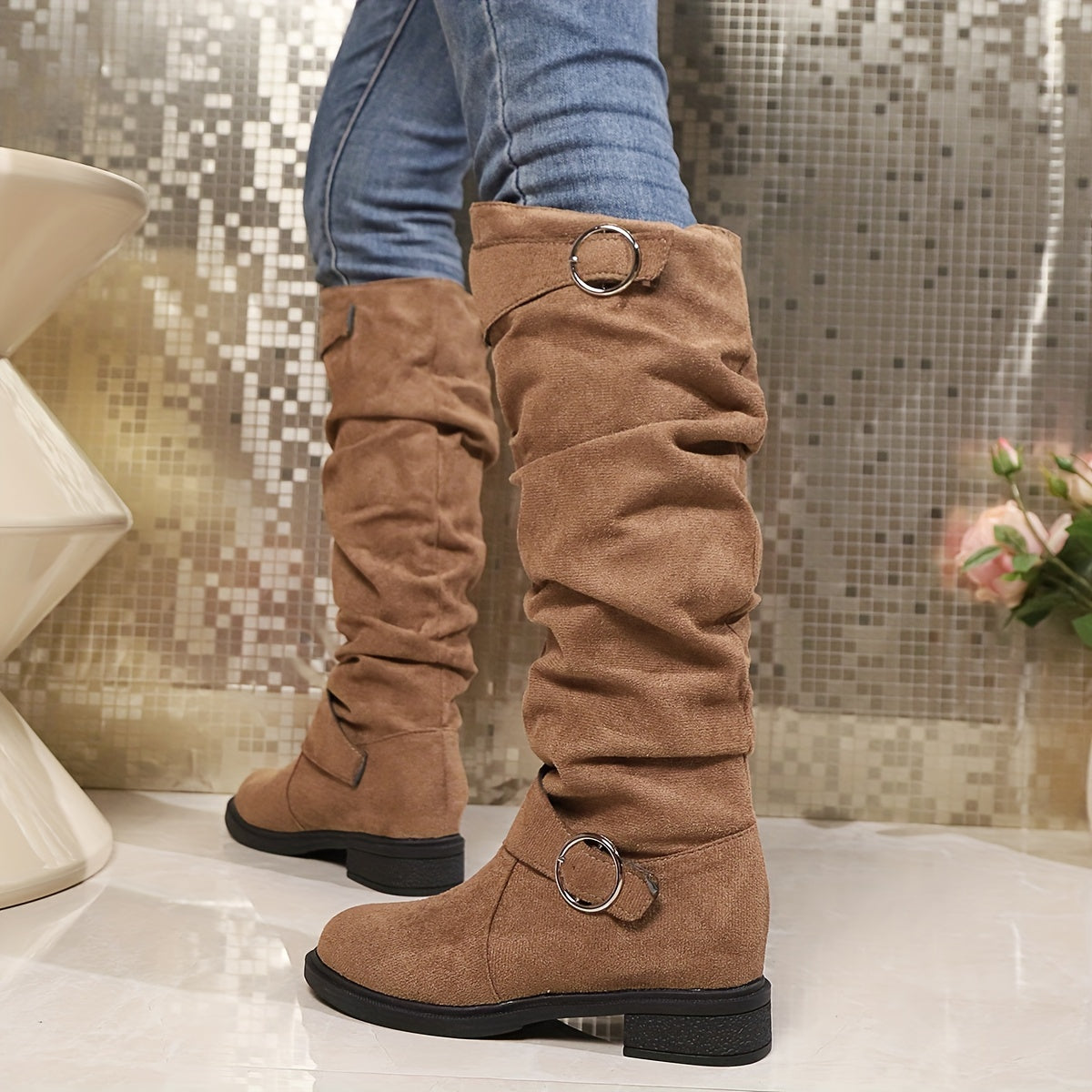 Comfortable Trendy Solid Color Knee-High Boots