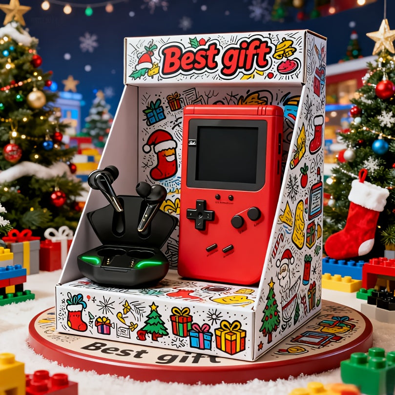 2pcs Portable Handheld Gaming Console & Headset Set with Noise Cancelling