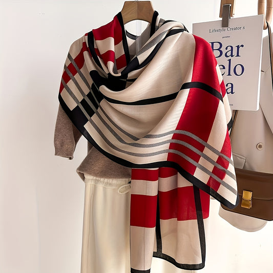 Soft Warm Color Block Striped Scarf