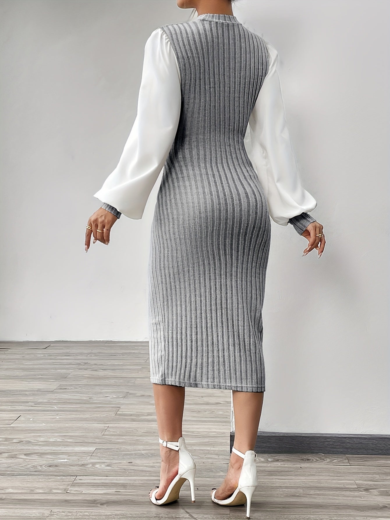Women's Elegant Half-Turtleneck Long Sleeve Dress