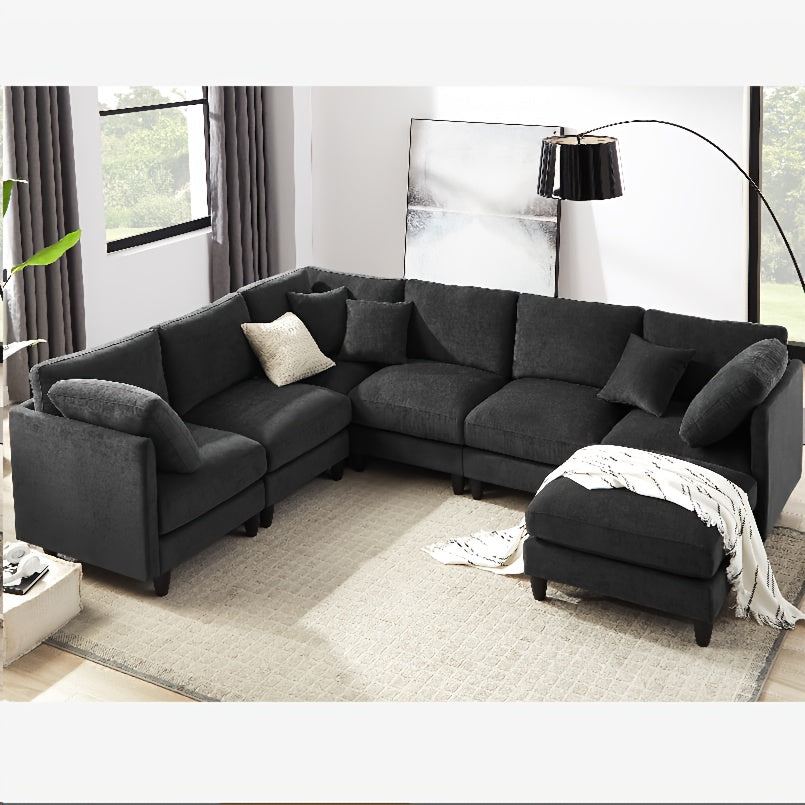 7-Seater Upholstered Sectional Sofa