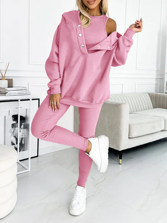 3pcs Women's Loose Hooded Sports Suit