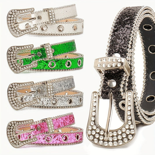 Rhinestone Pin Buckle Women's Belt
