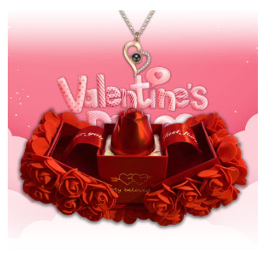 Valentines Day Necklace Eternal Rose Jewelry Box Set