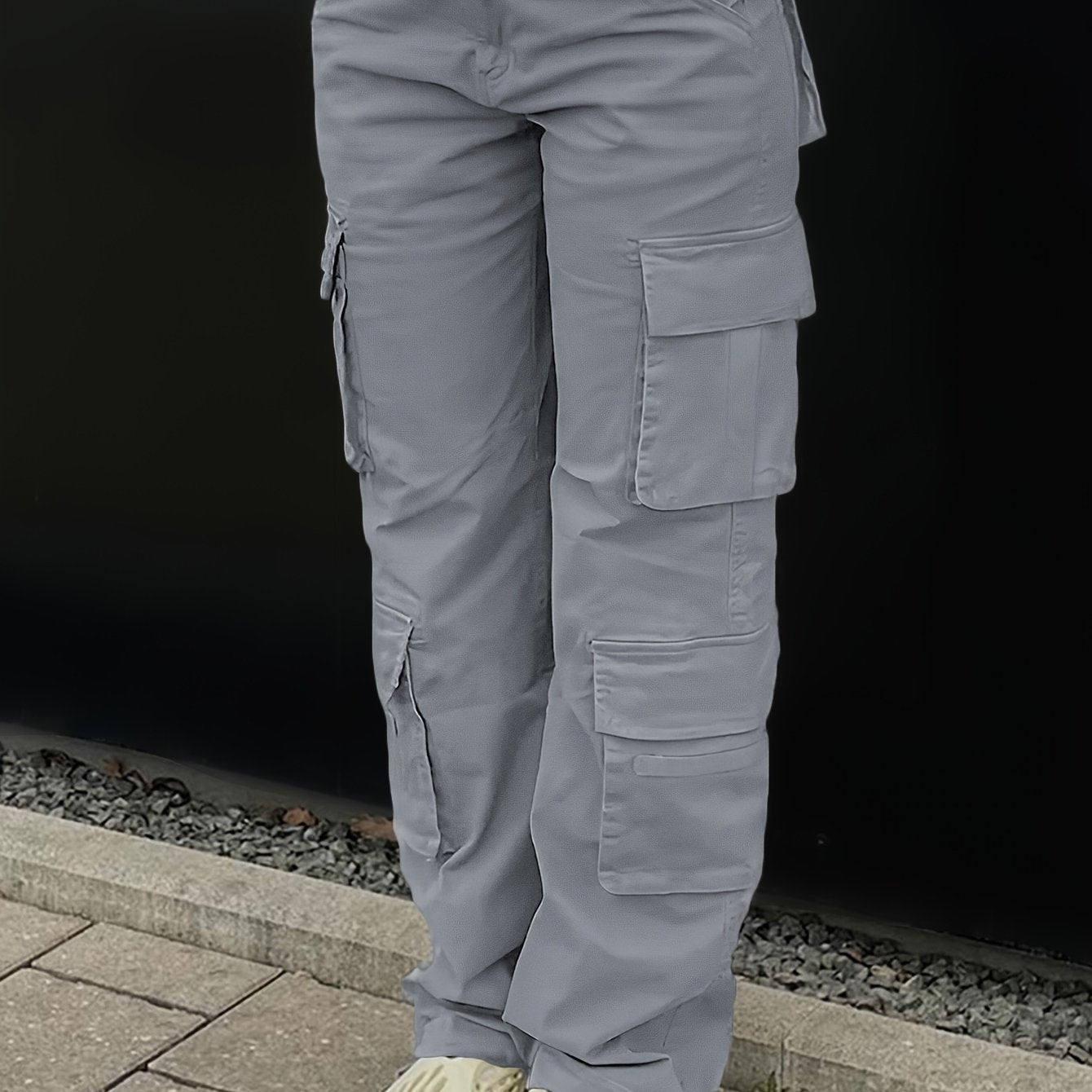 Plain Side Flap Pocket Cargo Jeans
