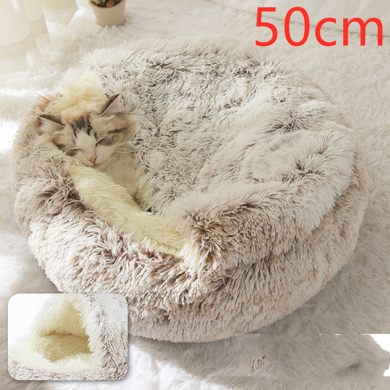 2 In 1 Dog And Cat Round Plush Winter