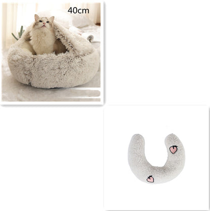 2 In 1 Dog And Cat Round Plush Winter