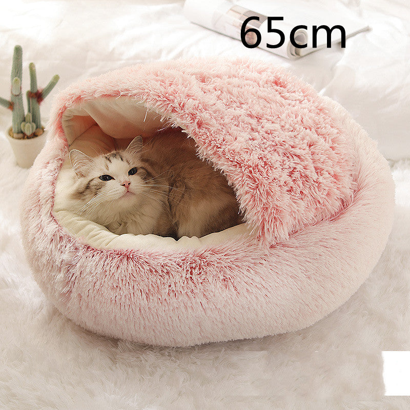 2 In 1 Dog And Cat Round Plush Winter
