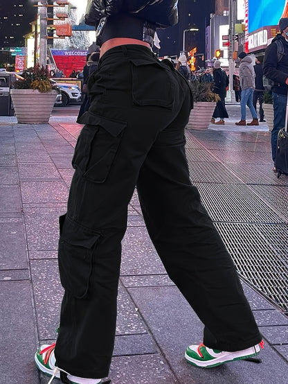 Plain Side Flap Pocket Cargo Jeans