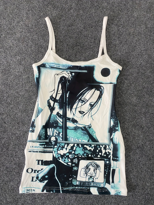 Retro Y2K-Inspired Anime Graphic Tank Top