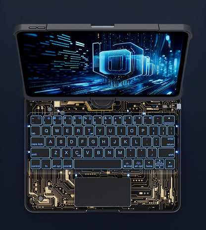 360 Swivel Keyboard Clear Case For I Pad with Pen Slot