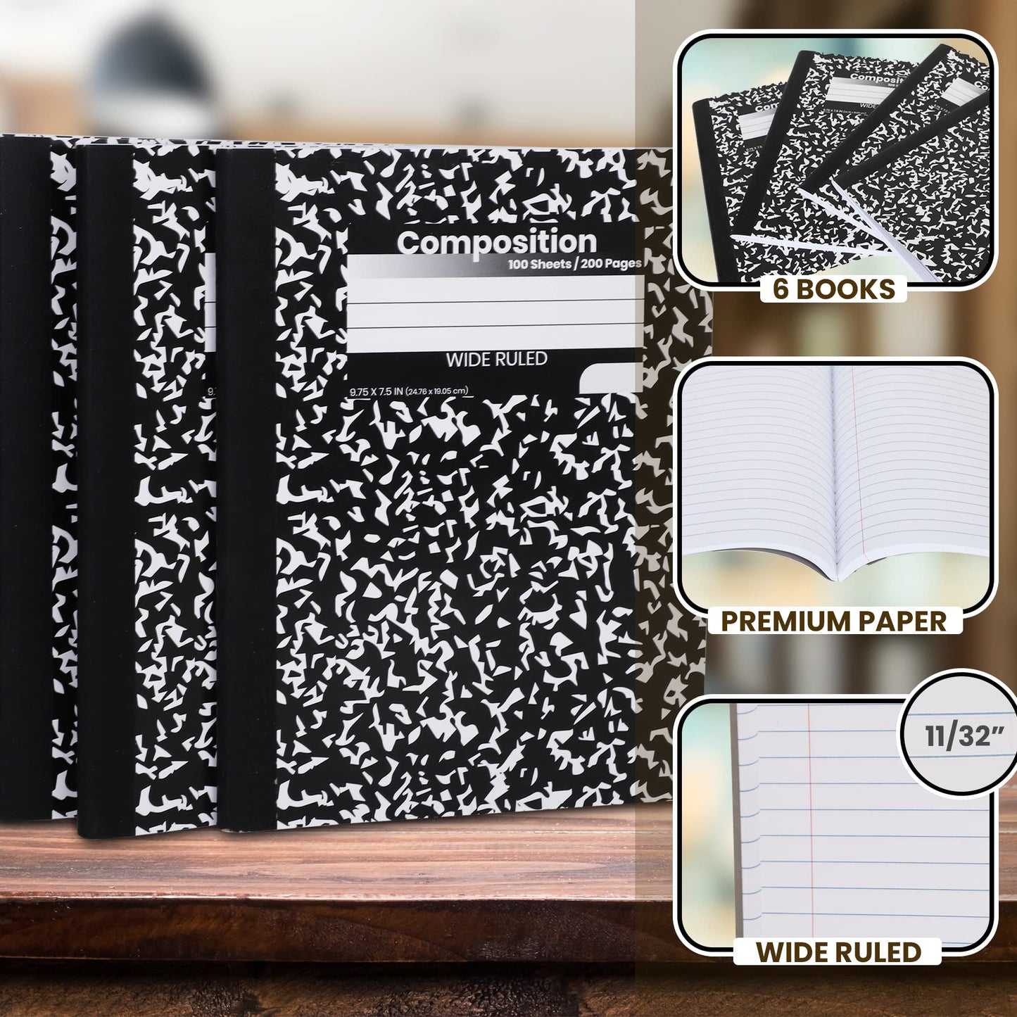 Wide Ruled Composition Notebooks