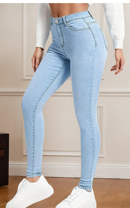High-Rise Slim Fit Blue Jeans