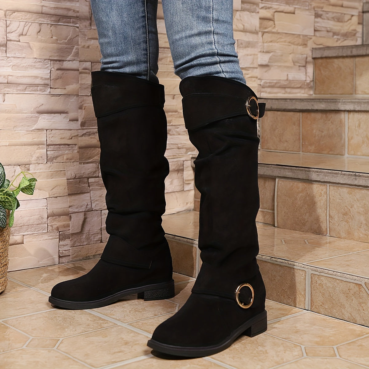 Comfortable Trendy Solid Color Knee-High Boots