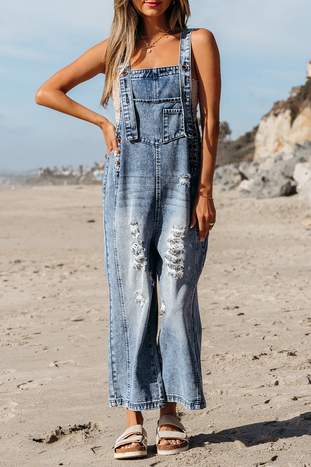 Women's Stone Blue Denim Overall