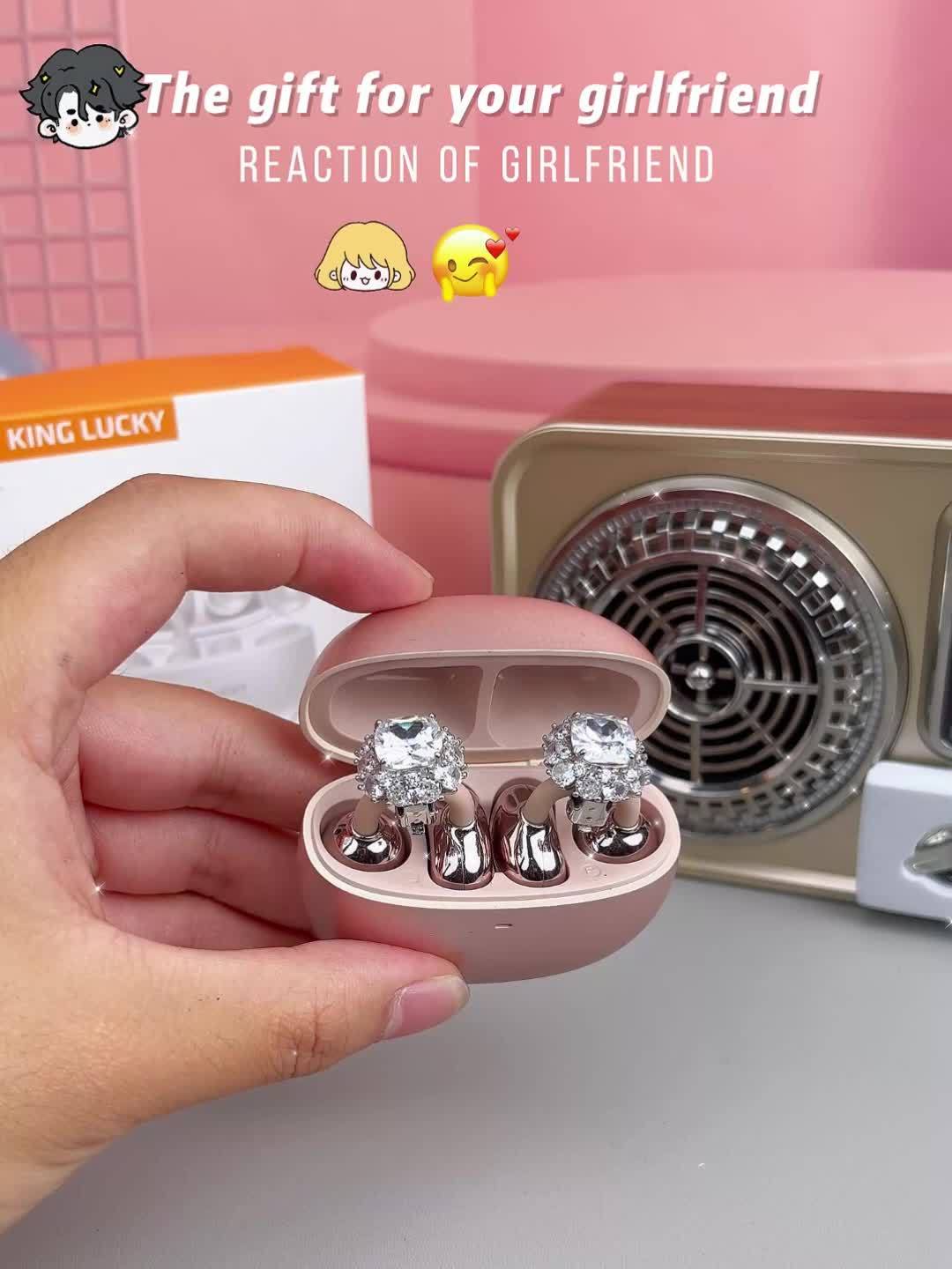 Clip On Luxurious Diamond Bow Headphone