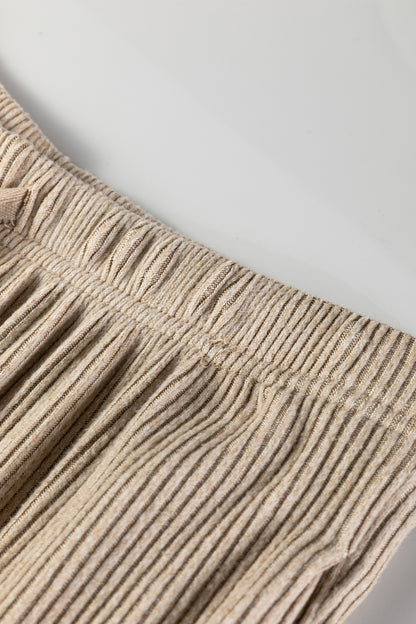 2pcs Jet Stream 3D Ribbed V Neck Pullover Drawstring Pants Lounge Set