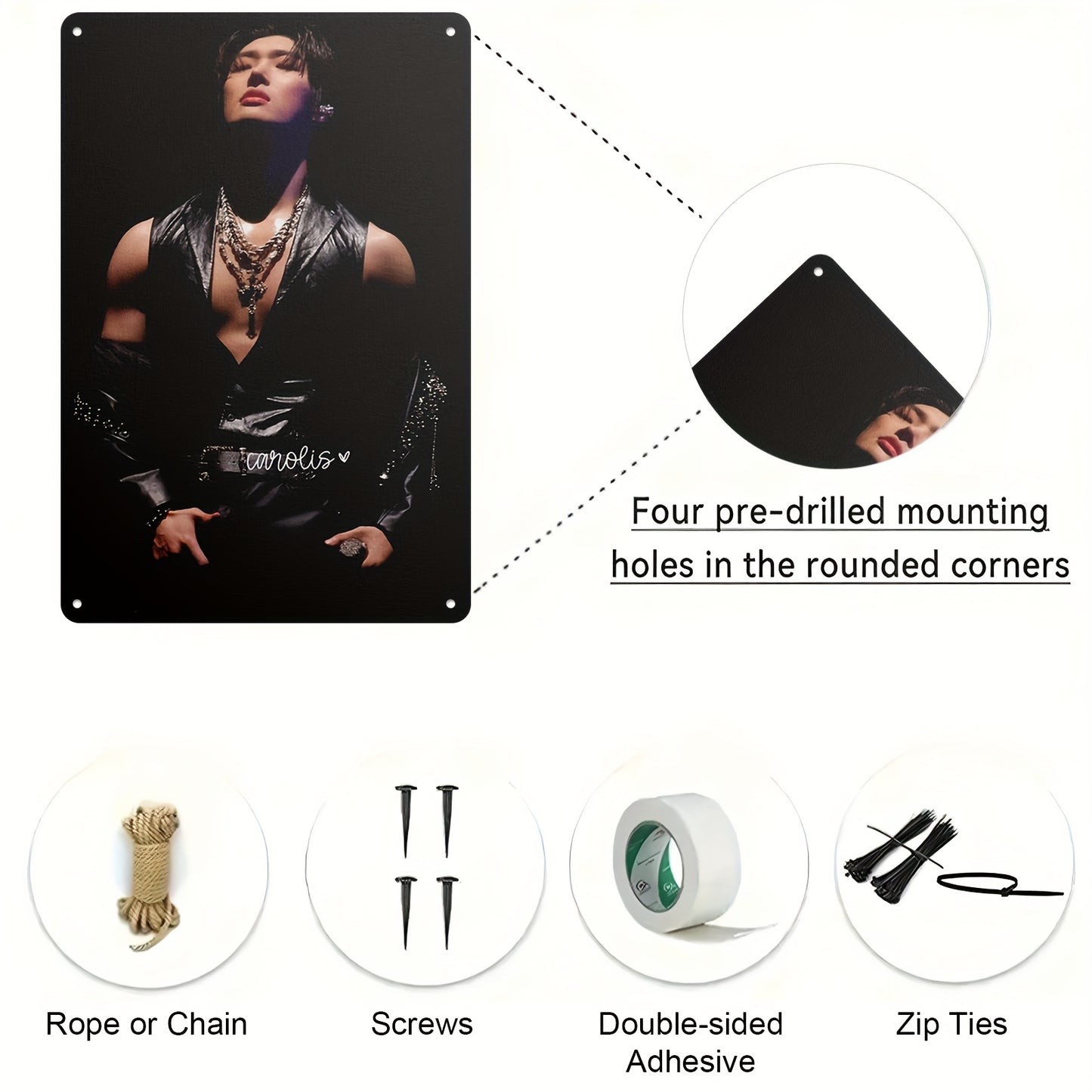 2D Flat - 1pc Mingi ATEEZ Poster - Elegant Portrait with Chains