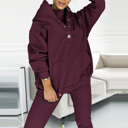 3pcs Women's Loose Hooded Sports Suit