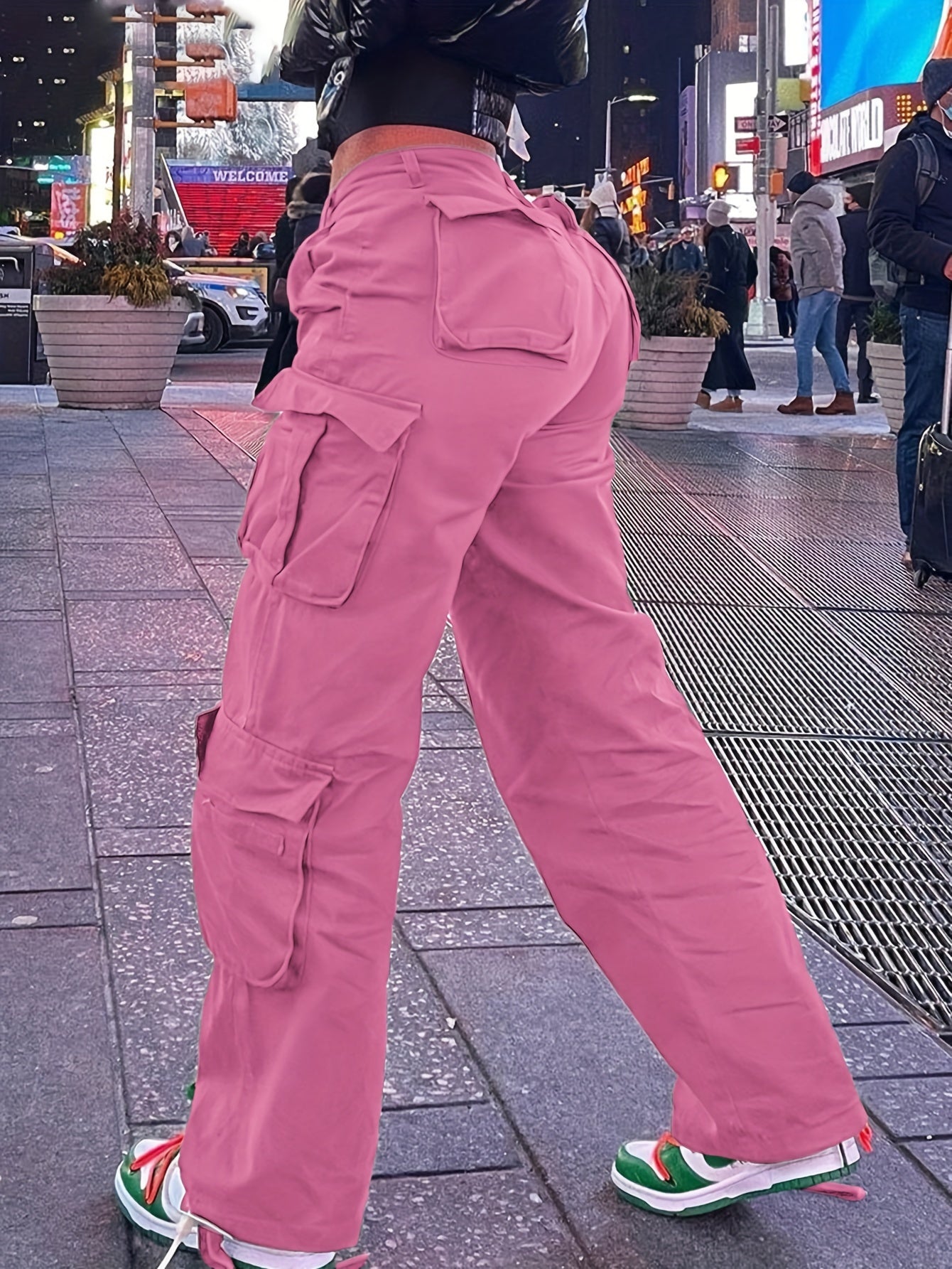 Plain Side Flap Pocket Cargo Jeans