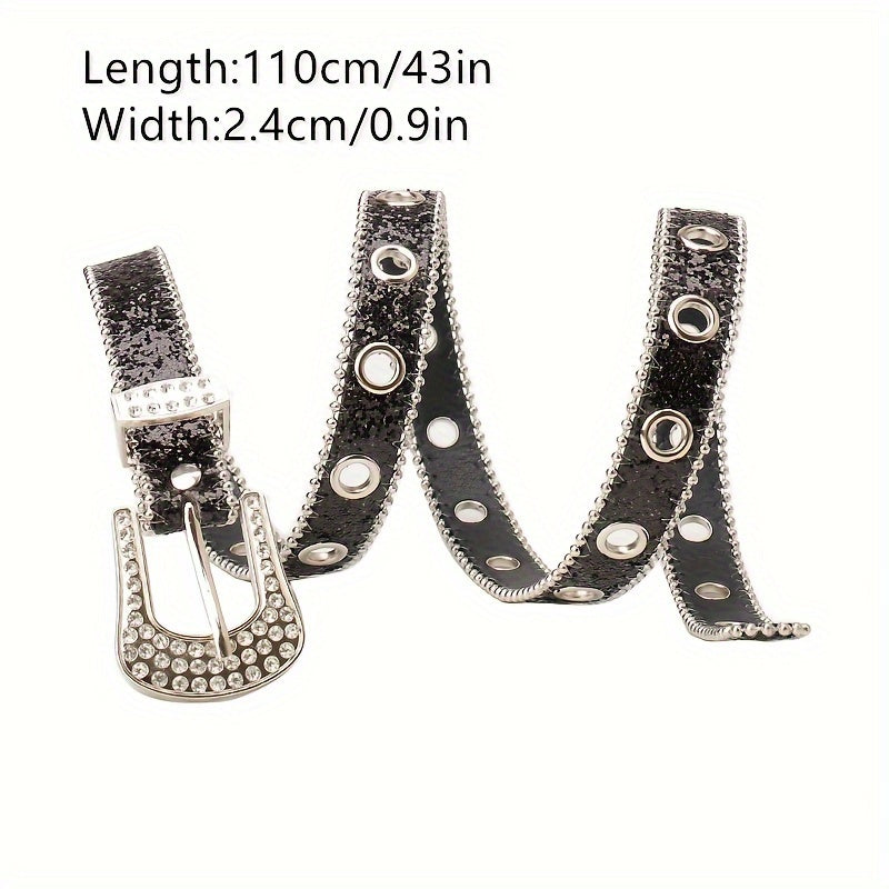 Rhinestone Pin Buckle Women's Belt