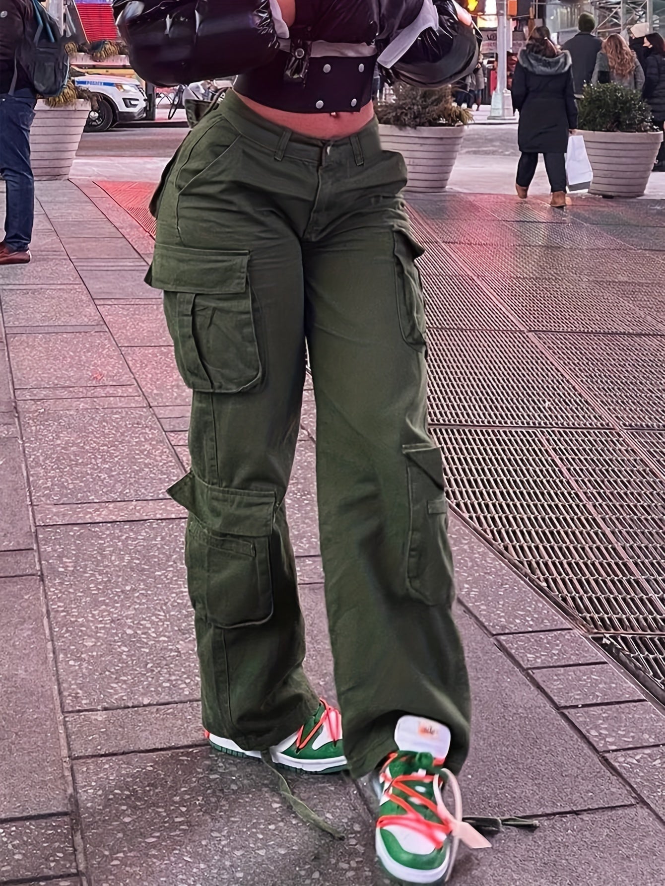 Plain Side Flap Pocket Cargo Jeans