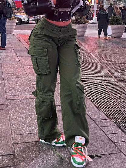 Plain Side Flap Pocket Cargo Jeans