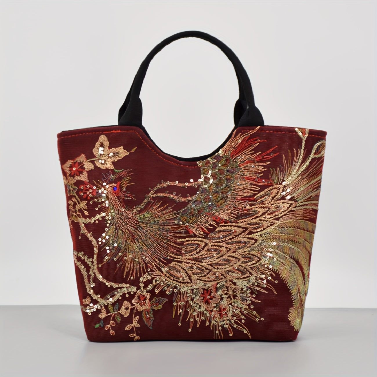 Fashion Satchel Retro Style Embroidered Satchel Bag with Removable Strap