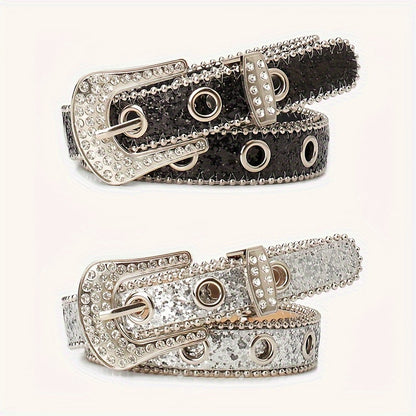 Rhinestone Pin Buckle Women's Belt