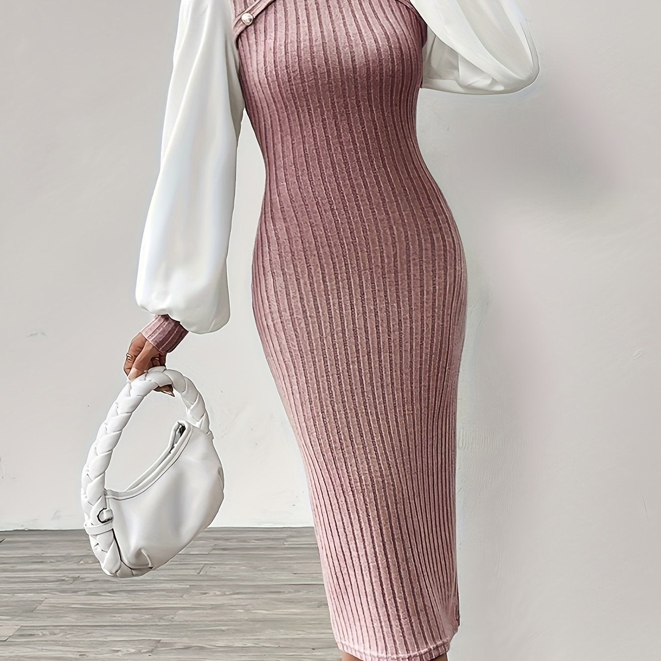 Women's Elegant Half-Turtleneck Long Sleeve Dress